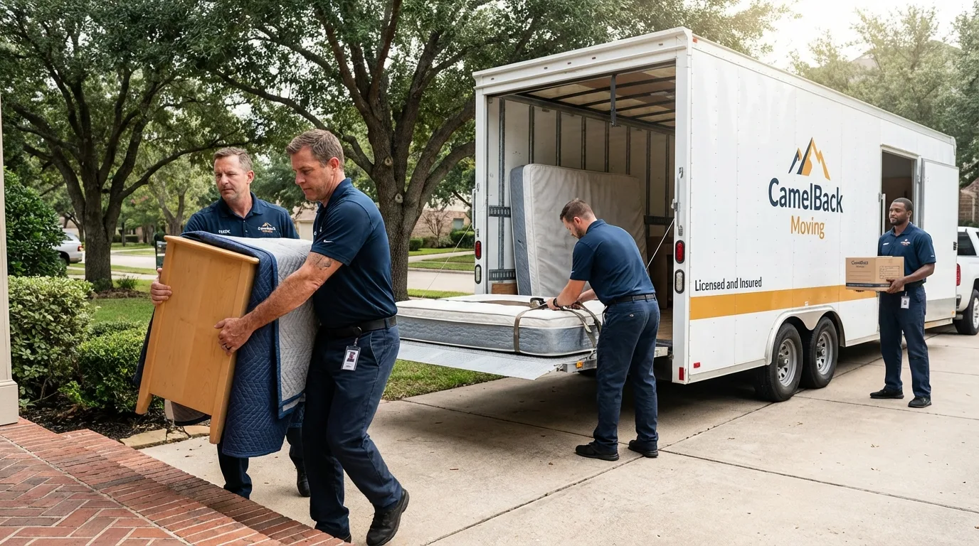 Crew loading residential truck for cross-state move from Vincennes, IN